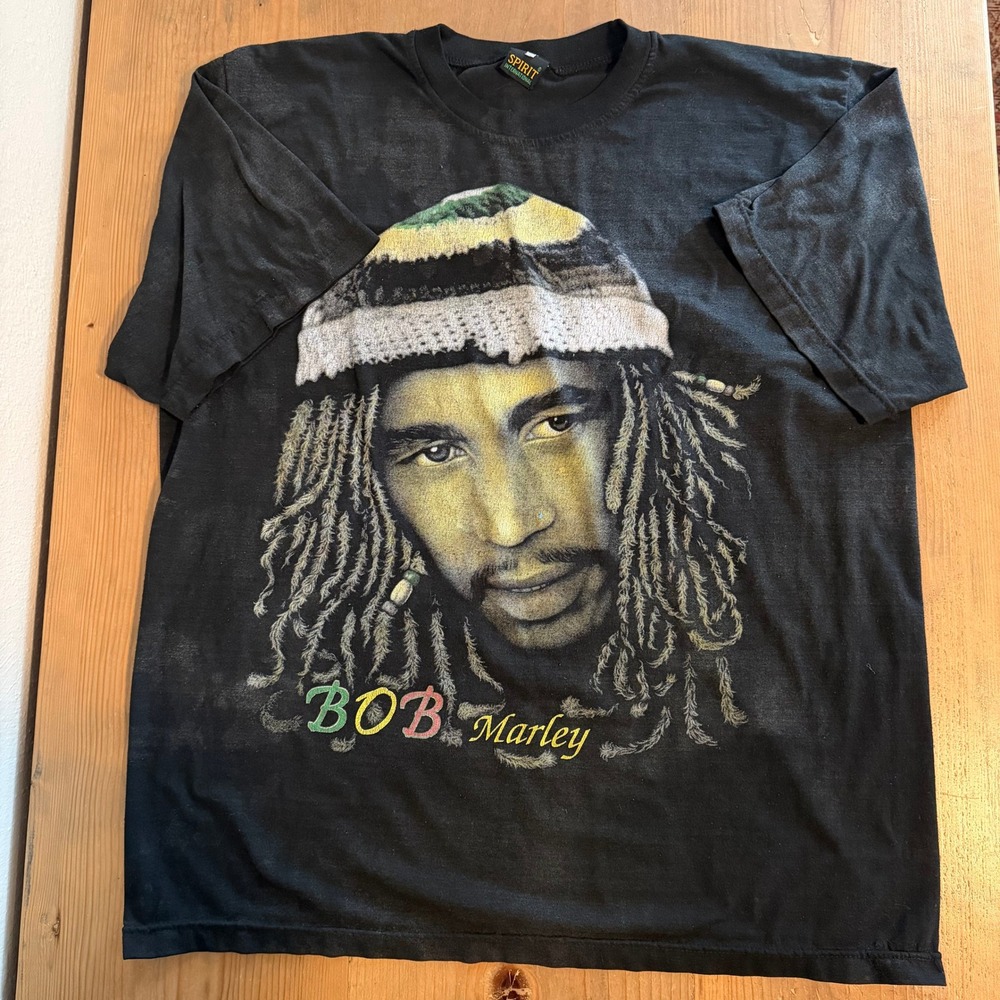 Vintage Bob Marley Rap Tee Graphic Shirt Faded Black Reggae Size XL